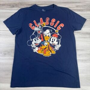 Disney Mickey Mouse Classic‎ Cartoon Graphic T-Shirt Mens Size M Blue